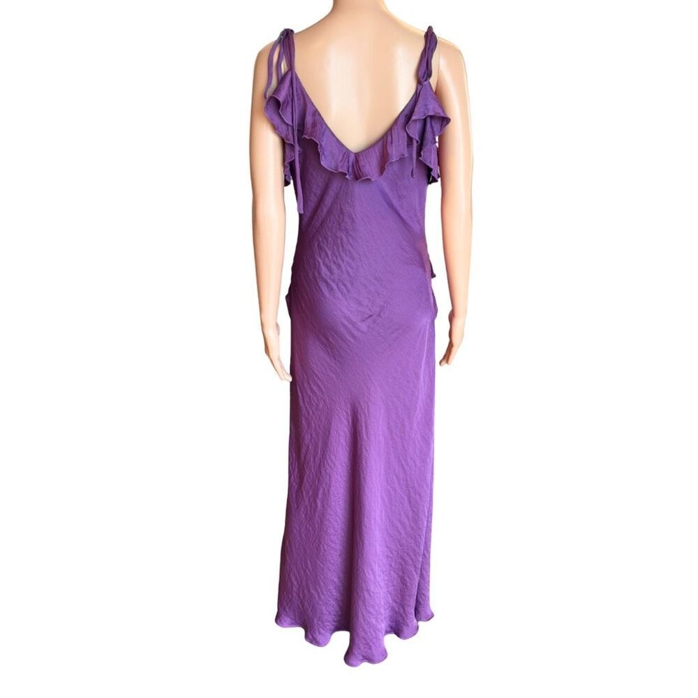 Steve Madden Adalina Purple Silky Ruffle Maxi Dress Medium Formal Wedding Guest - Picture 5 of 6